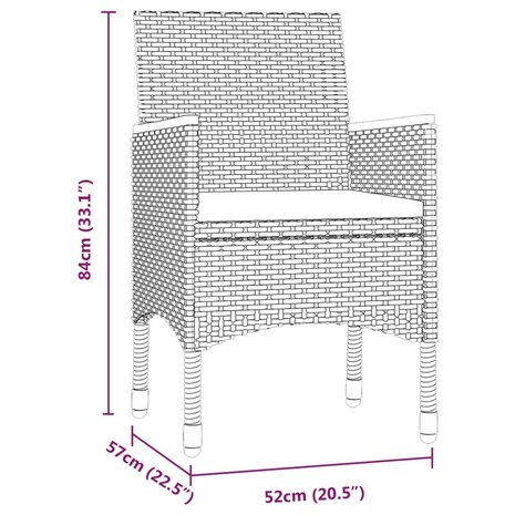 5-delige Tuinset met kussens zwart