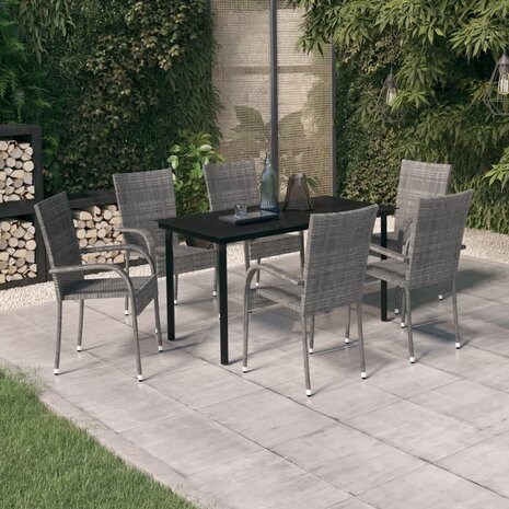 7-delige Tuinset grijs en zwart