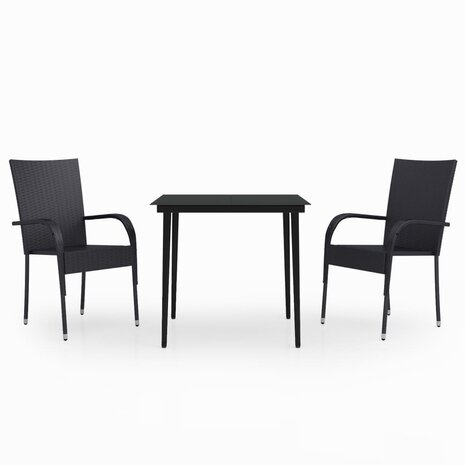 3-delige Tuinset zwart