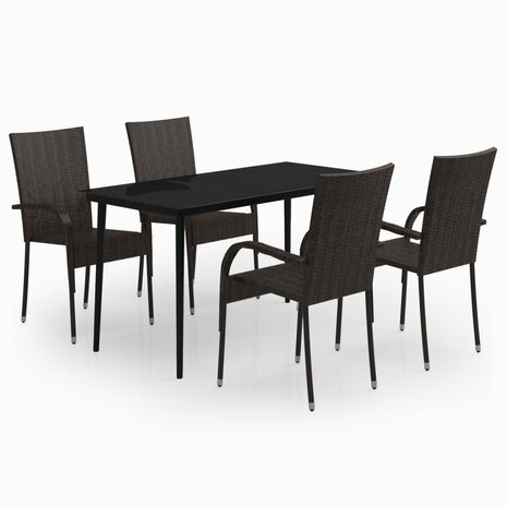 5-delige Tuinset bruin en zwart