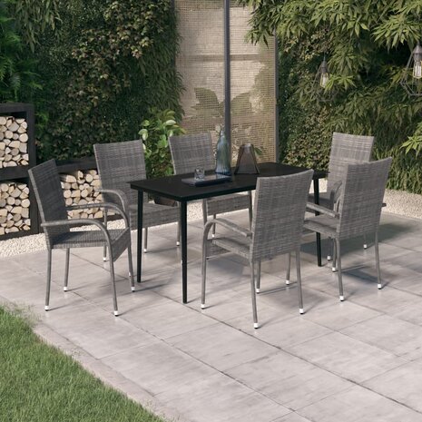 7-delige Tuinset grijs en zwart
