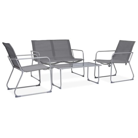 4-delige Loungeset stof en staal grijs