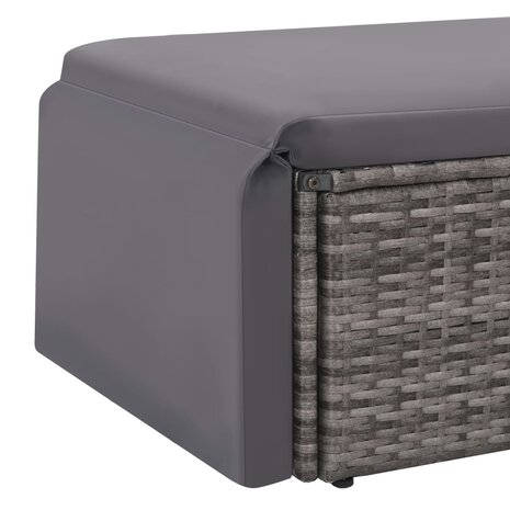 2-delige Loungeset met kussens poly rattan grijs