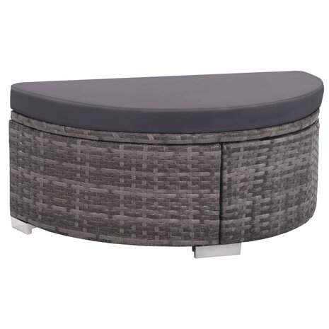 8-delige Loungeset met kussens poly rattan grijs