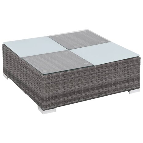 8-delige Loungeset met kussens poly rattan grijs