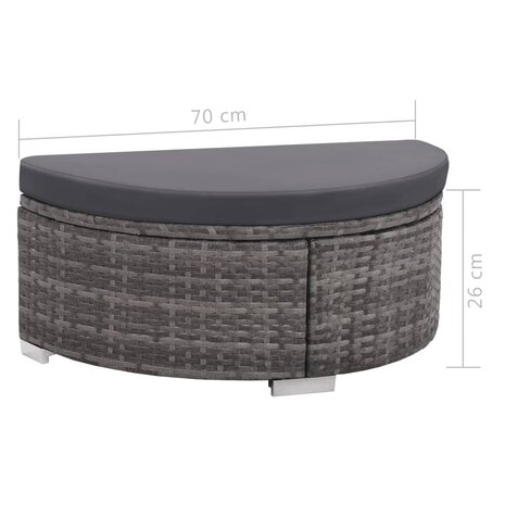 8-delige Loungeset met kussens poly rattan grijs