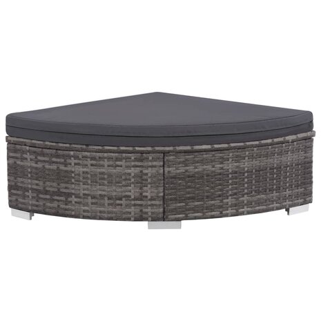 6-delige Loungeset met kussens poly rattan grijs