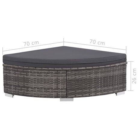 6-delige Loungeset met kussens poly rattan grijs