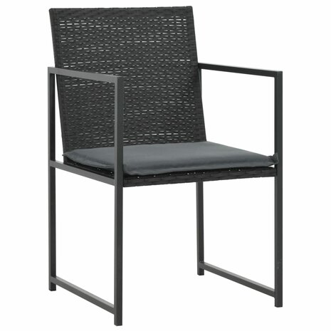 7-delige Tuinset met kussens poly rattan zwart