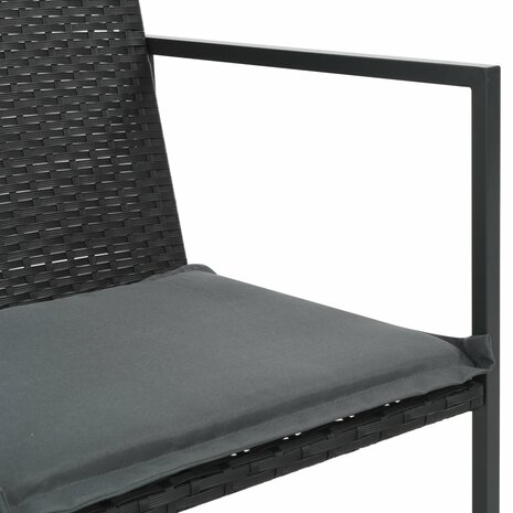 7-delige Tuinset met kussens poly rattan zwart