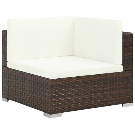 6-delige Loungeset met kussens poly rattan bruin
