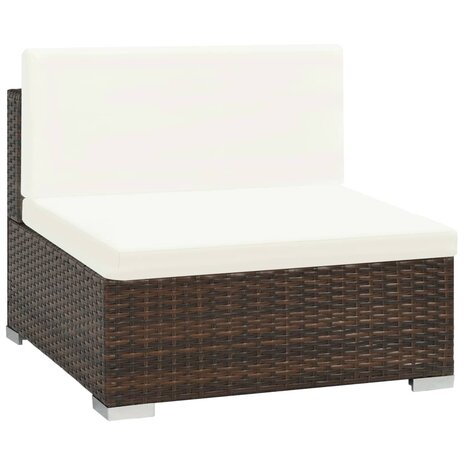 6-delige Loungeset met kussens poly rattan bruin