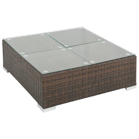6-delige Loungeset met kussens poly rattan bruin