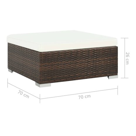 6-delige Loungeset met kussens poly rattan bruin