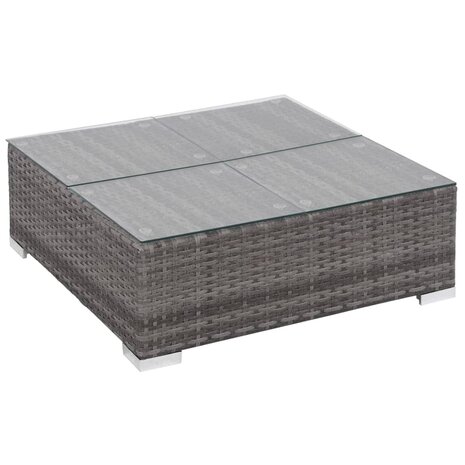 6-delige Loungeset met kussens poly rattan grijs