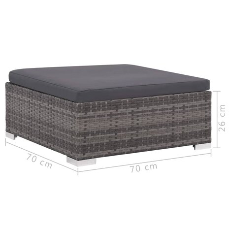 6-delige Loungeset met kussens poly rattan grijs