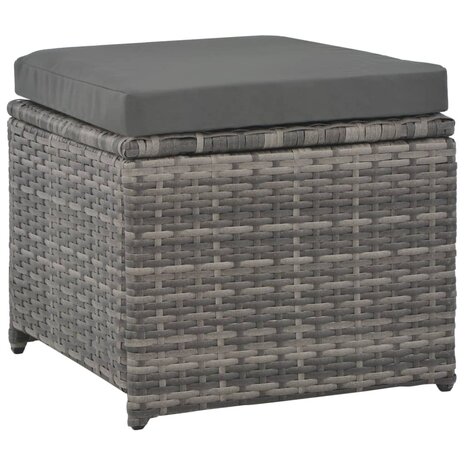 7-delige Tuinset met kussens poly rattan grijs