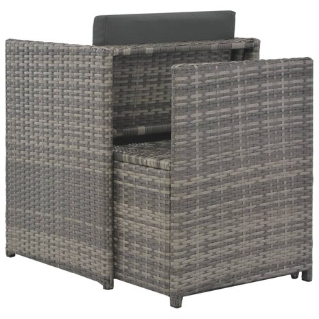7-delige Tuinset met kussens poly rattan grijs