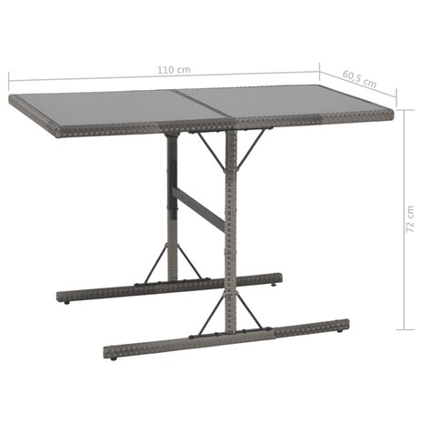 7-delige Tuinset met kussens poly rattan grijs