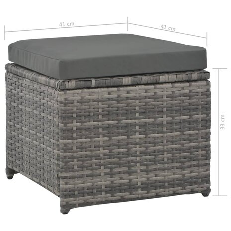 7-delige Tuinset met kussens poly rattan grijs
