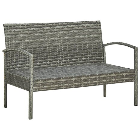 4-delige Loungeset met kussens poly rattan grijs