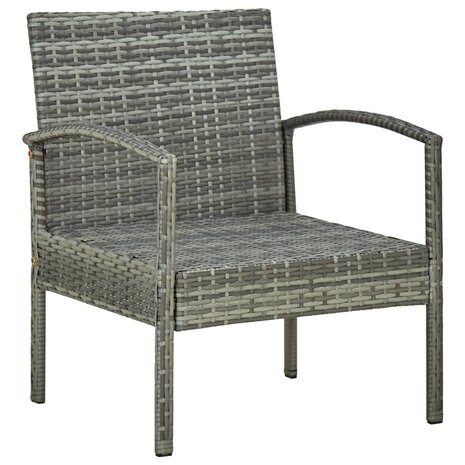 4-delige Loungeset met kussens poly rattan grijs