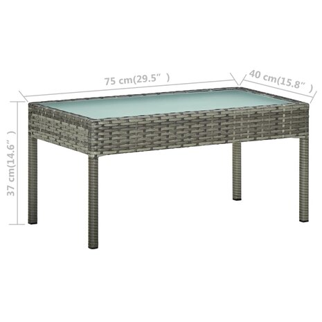 4-delige Loungeset met kussens poly rattan grijs