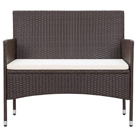 4-delige Loungeset met kussens poly rattan bruin
