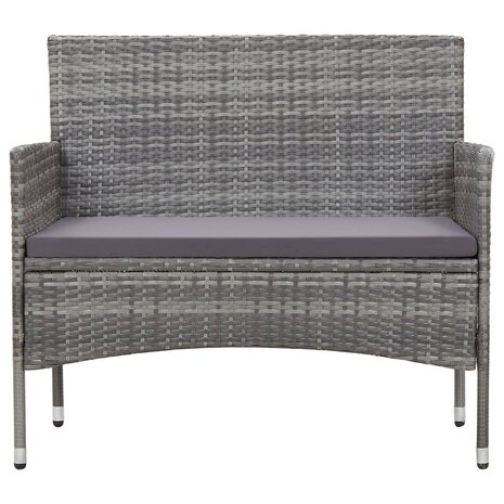 4-delige Loungeset met kussens poly rattan grijs