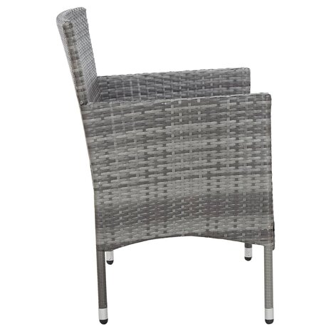 4-delige Loungeset met kussens poly rattan grijs