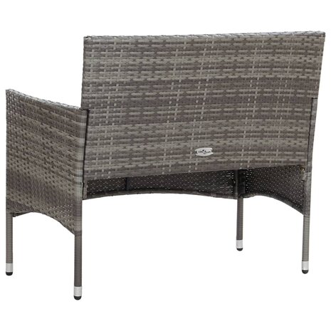4-delige Loungeset met kussens poly rattan grijs