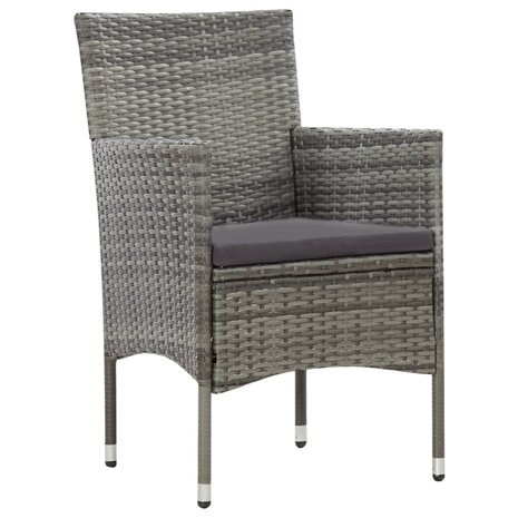 4-delige Loungeset met kussens poly rattan grijs