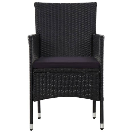 4-delige Loungeset met kussens poly rattan zwart