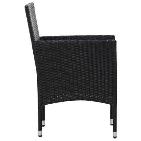 4-delige Loungeset met kussens poly rattan zwart