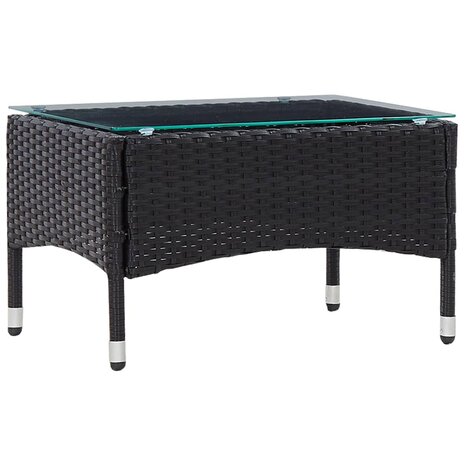 4-delige Loungeset met kussens poly rattan zwart