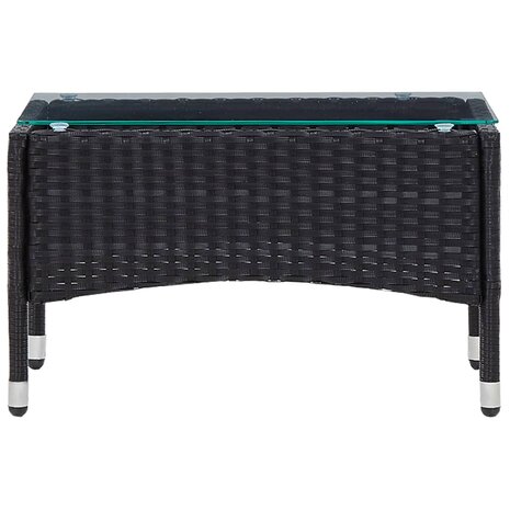 4-delige Loungeset met kussens poly rattan zwart