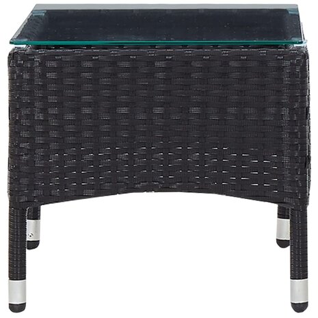 4-delige Loungeset met kussens poly rattan zwart