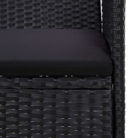 4-delige Loungeset met kussens poly rattan zwart