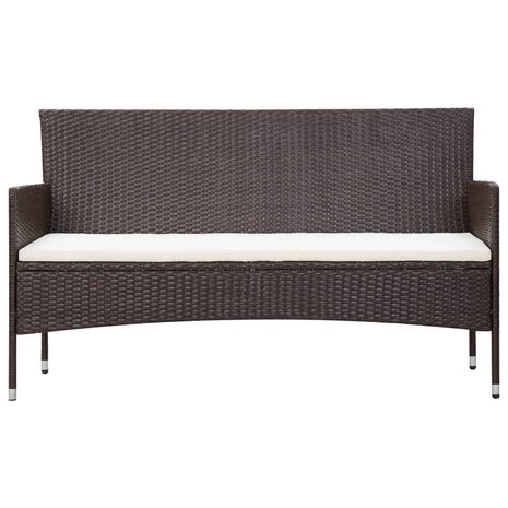 4-delige Loungeset met kussens poly rattan bruin