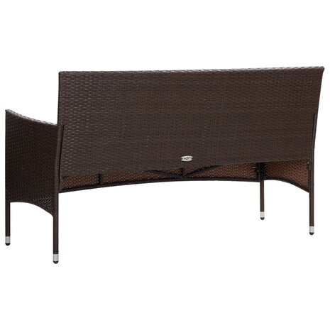 4-delige Loungeset met kussens poly rattan bruin