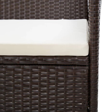 4-delige Loungeset met kussens poly rattan bruin