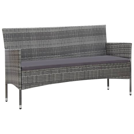 4-delige Loungeset met kussens poly rattan grijs