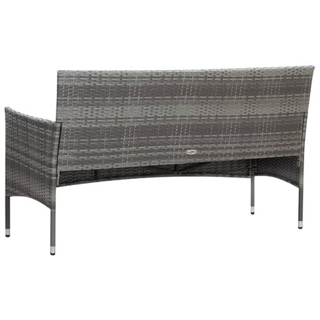 4-delige Loungeset met kussens poly rattan grijs