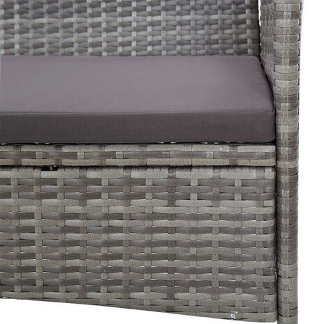 4-delige Loungeset met kussens poly rattan grijs