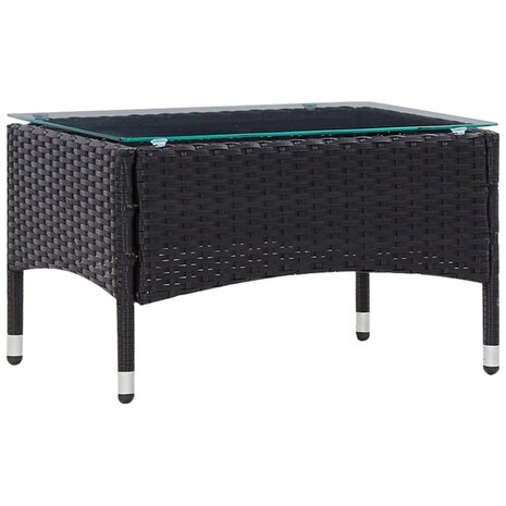 4-delige Loungeset met kussens poly rattan zwart