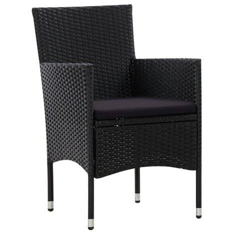 4-delige Loungeset met kussens poly rattan zwart