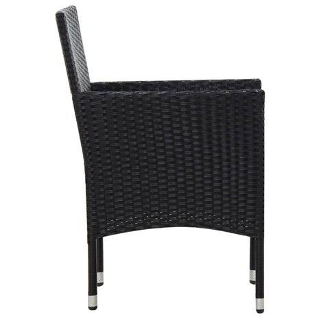 4-delige Loungeset met kussens poly rattan zwart