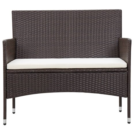 5-delige Loungeset met kussens poly rattan bruin
