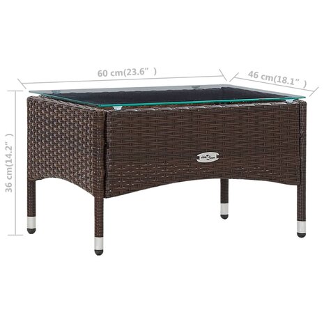 5-delige Loungeset met kussens poly rattan bruin