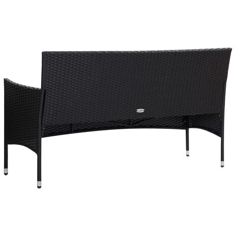 5-delige Loungeset met kussens poly rattan zwart